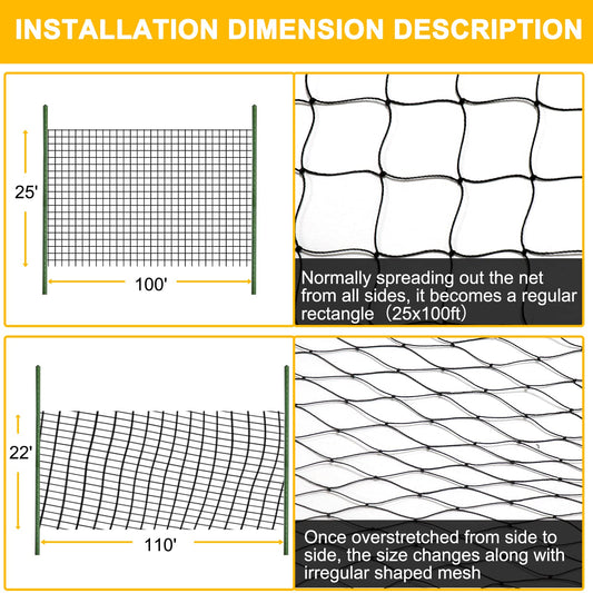 BSTPCOO Bird Netting 25'x100' with 2.4" Square Mesh Chicken Coop Nettings, Poultry Netting Heavy Duty Nylon Nettings, Hawk Net for Chicken Run, Deer Fence Garden Fruit Tree Net