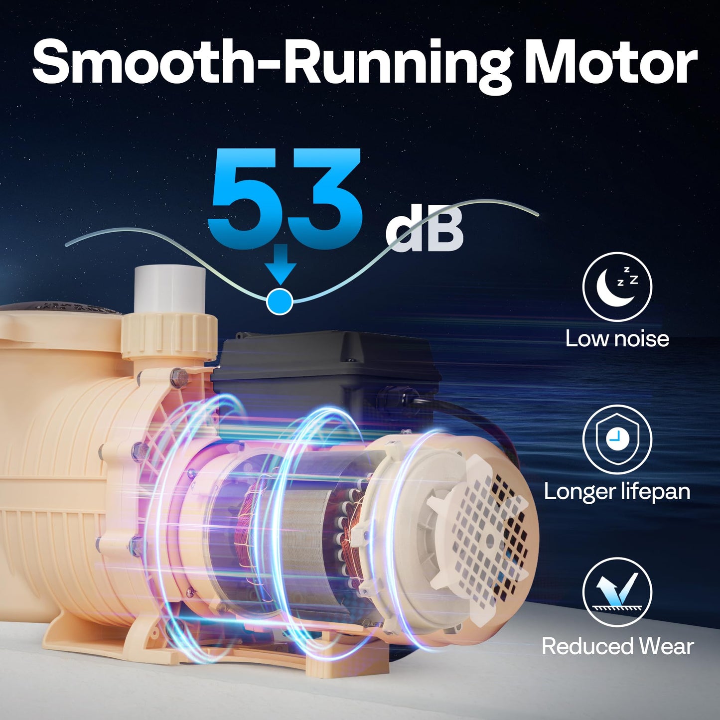 VIVOHOME 1.5HP 115V Variable Speed Pool Pump, Self-Priming Energy Saving, 1.5" & 2" Inlet w/Strainer Basket for in/Above Ground Pools