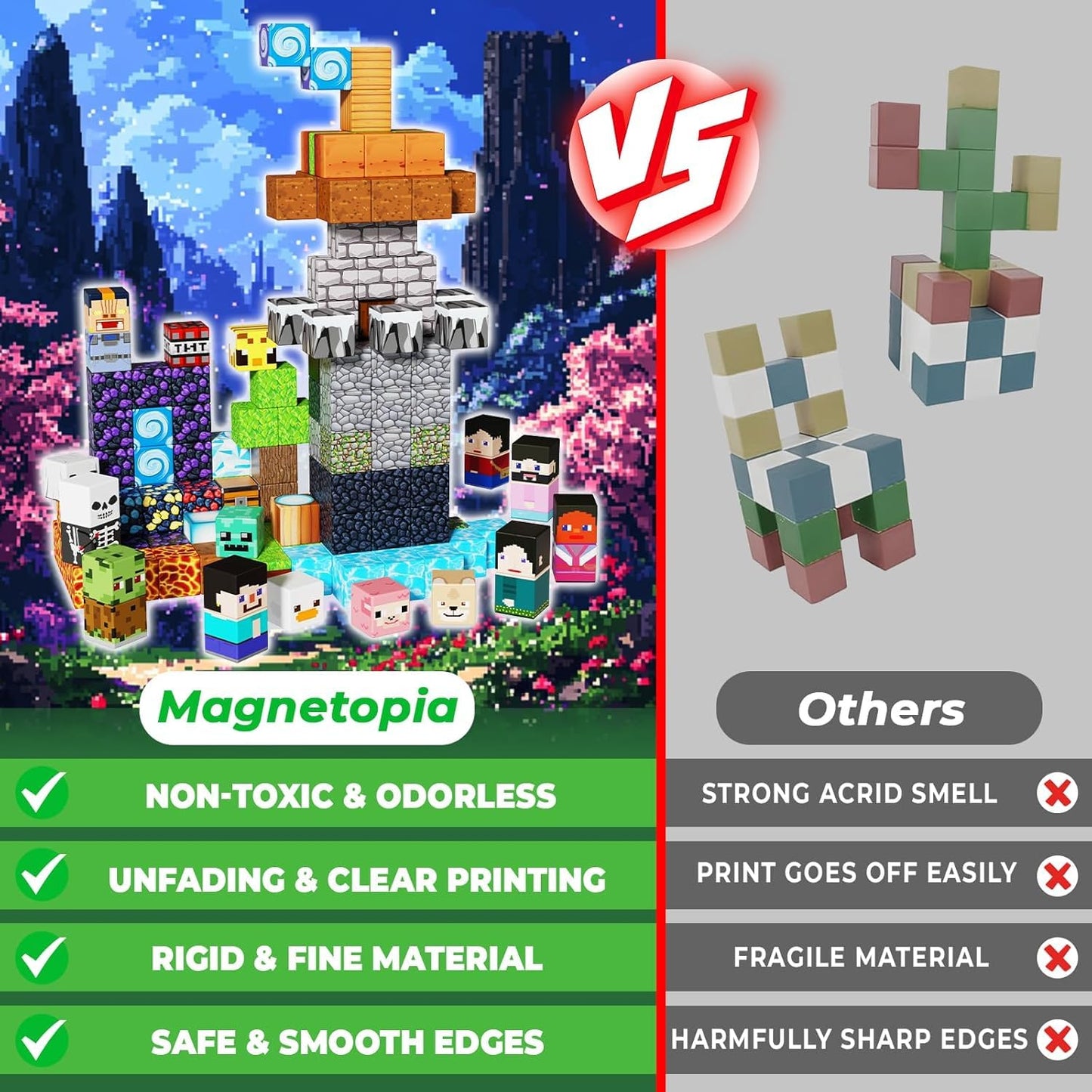 Magnetic Blocks - 150PCS Magnetic Building Blocks Cubes Adventurer, Magnet Toys for Kids Age 3+, Toy Building Set for Kids, Magnet Construction Easter Birthday Gifts for Boys Girls Age 4-8, 8-12