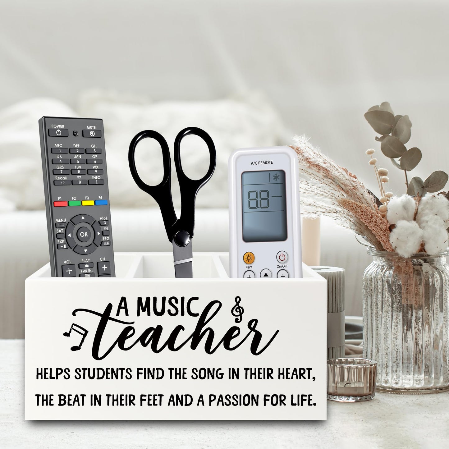XPH Music Teacher Pen Pencil Holder Organizer for Desk, Music Teacher Gifts, Teachers Appreciation Gifts for Women Men Wooden Box Sign for Office Workplace Classroom Desk Tabletop Decorations