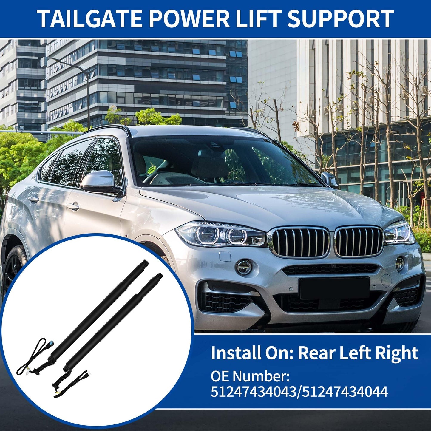 X AUTOHAUX Rear Left Right Tailgate Power Lift Support for BMW X6 F16 F86 2014-2019 Liftgate Power Hatch Shock Strut No.51247434043 Electric Trunk Power Liftgate Actuator 1 Pair
