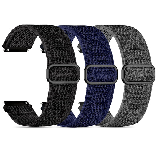 Tovimall 3 Pack ID208 Plus Smart Watch Bands for Fitpolo/Quican/Aeac/Tensky ID208 Plus Smartwatch, 22mm Elastic Nylon Replacement Wristband Adjustable Straps for man woman