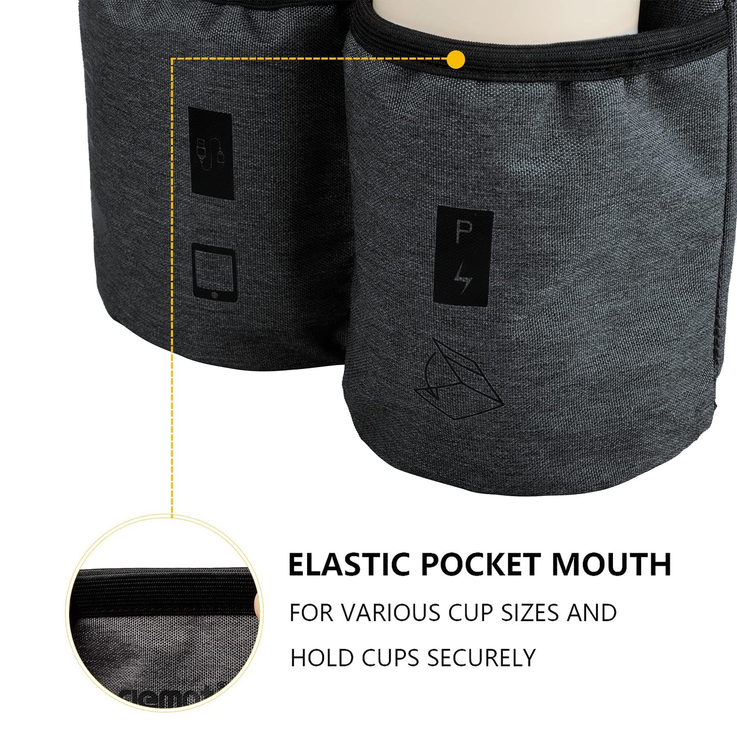 riemot Luggage Travel Cup Tablet Holder - Hold Books Passports Tickets Water Bottles - Fits Roll on Suitcase Handles - Gifts for Flight Attendants Travelers Accessories Grey