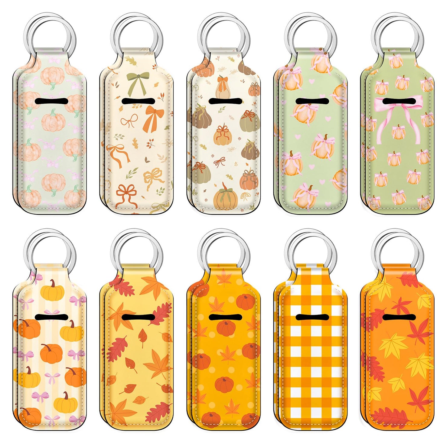 Ctosree 20 Pcs Thanksgiving Lipstick Holder Keychain Friendsgiving Gifts Pumpkin Lip Balm Holder for Thanksgiving Party Favor