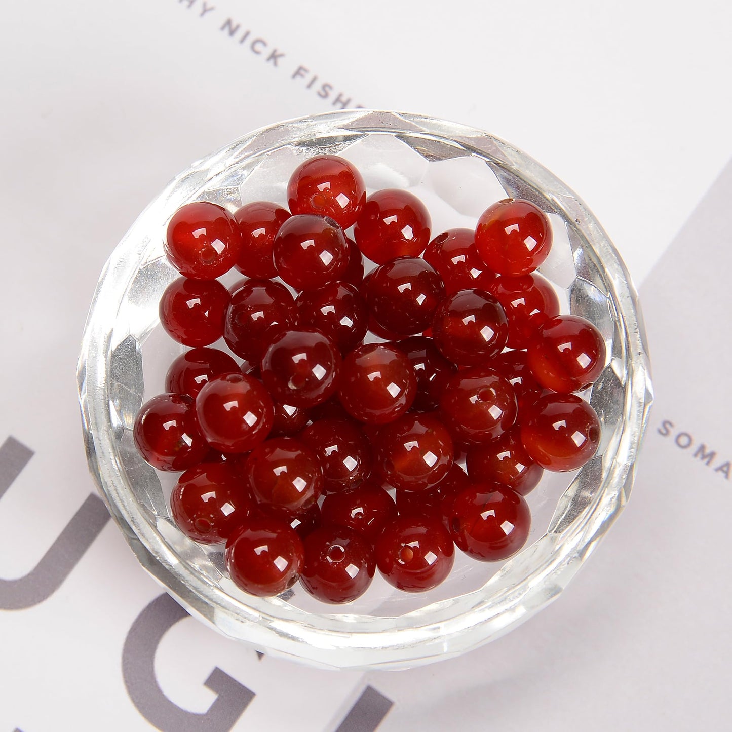 65Pcs 6mm Red Agate Natural Round Loose Real Stone Beads Gemstone Genuine for DIY Hand Made Craft Jewelry Bracelet Earring Necklace String Making Energy Healing Power