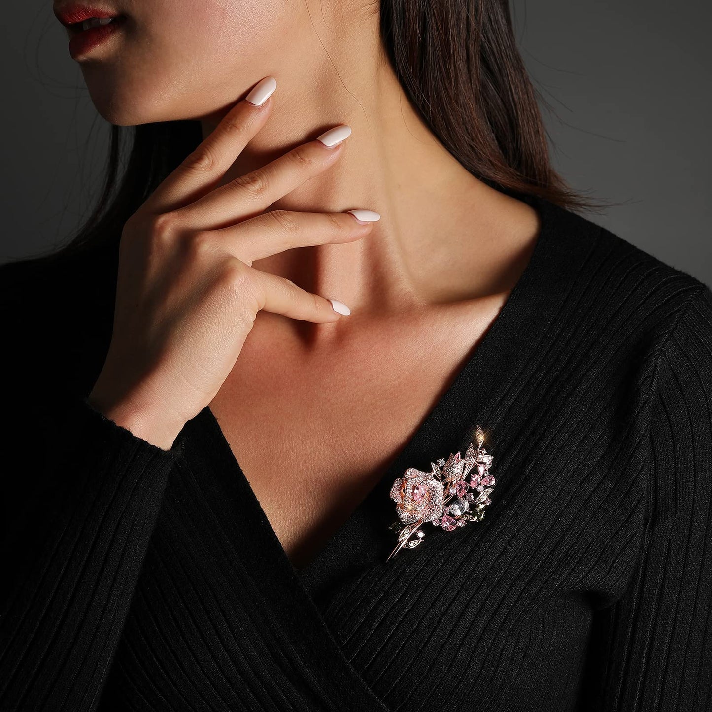 AILONMEI Elegant Pearl Flower Designer Brooch Pins Broches Costume Jewelry For Women Fashion Christmas Gift (Pink Rose)