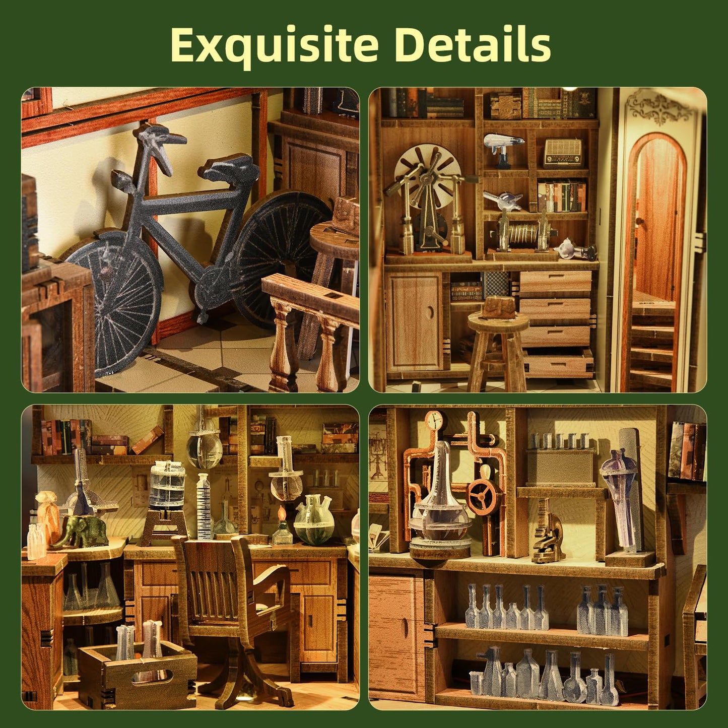 MiniCity Book Nook Kit, DIY Miniature Dollhouse Kit 3D Puzzles for Adults Tiny House Mini Home Craft Bookshelf Nook Puzzle Book Decor Gifts for Teenagers Book Lovers (The Radium Lady)