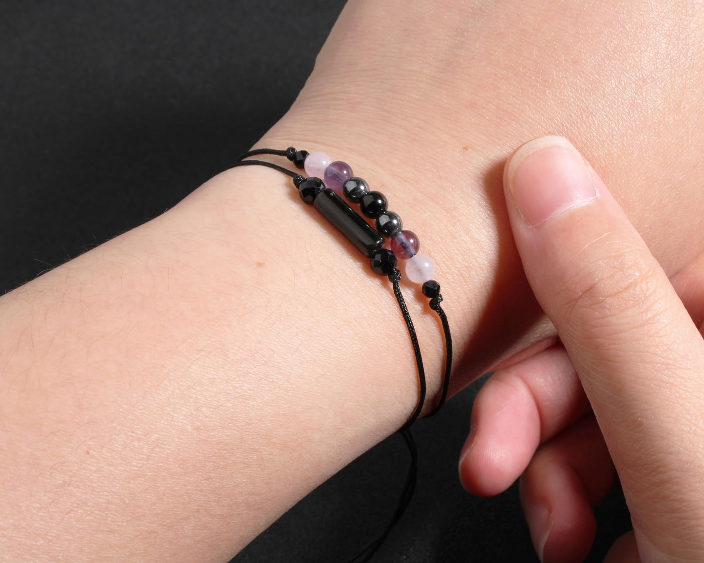 QqzsJewls Empath Protection Bracelets for Women Men, Energy Protection Gifts, Natural Healing Crystal Beads Bracelets, Tourmaline Obsidian Rose Quartz Amethyst Anxiety Relief Jewelry for Her Him