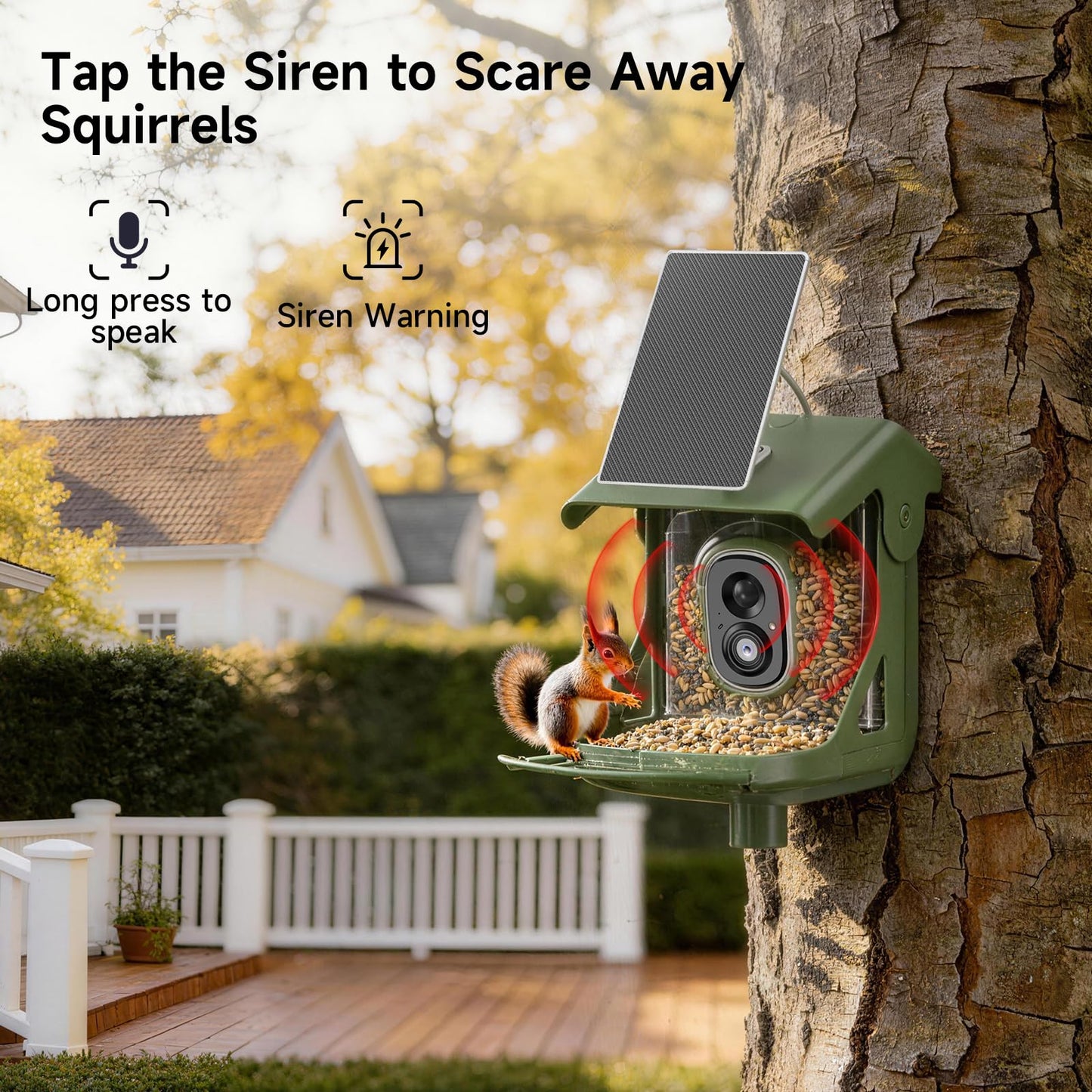 CINMOORE Smart Bird Feeder with Camera - Solar Powered, AI Bird Recognition, 2.4G WiFi 2.5K HD Video Live Stream, Full Color Night Vision, Instant Arrival Alerts, Weatherproof Bird House for Outside