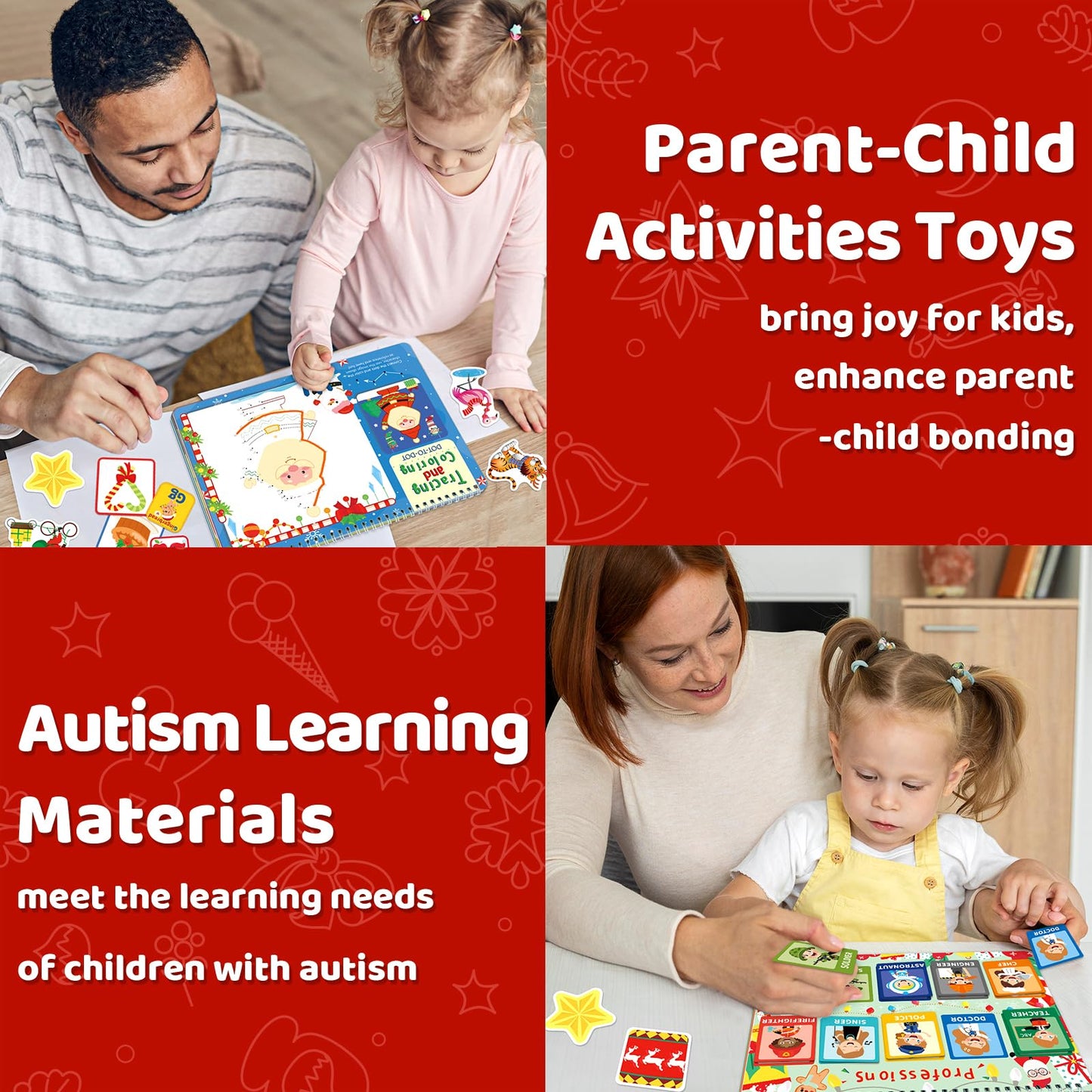 HomSeon Christmas Busy Book for Toddlers 3-5 Montessori Toys Preschool Learning Activities, for Toddlers Book Autism Sensory Educational for Kids Ages 2-4