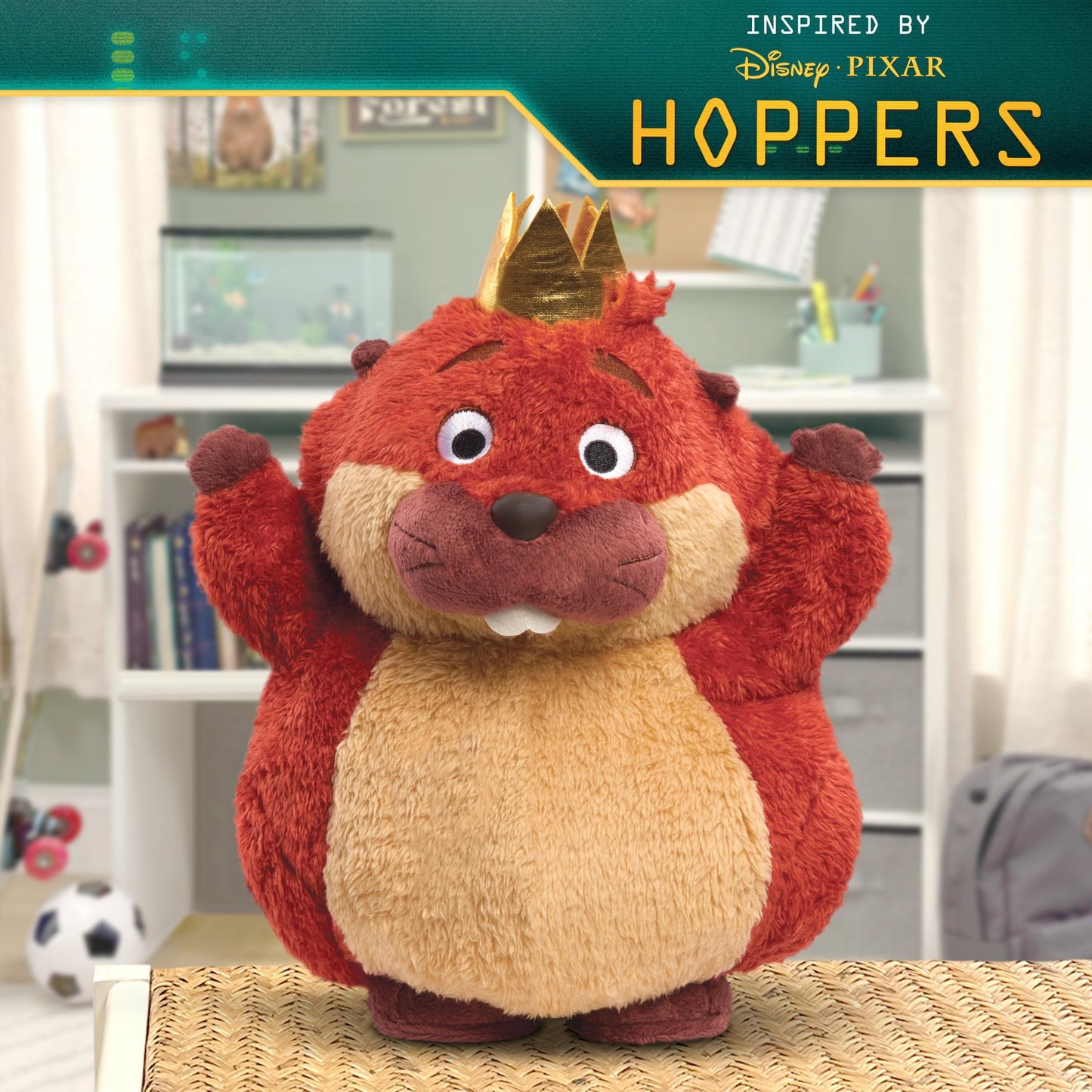 Disney and Pixar's Hoppers Workin' Out King George Feature Plush - Talking & Moving Plush Toy for Kids and Movie Fans, Inspired by The Hoppers Movie, Kids Toys for Ages 3 Up by Just Play