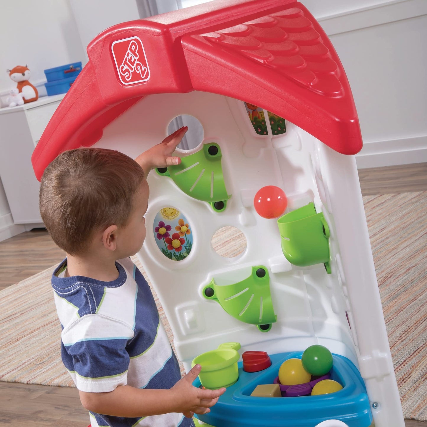 Step2 Toddler Corner House, Kids Playhouse, Indoor/Outdoor Playset, Play Gym with Kitchenette, Includes 15 Piece Toy Accessories, Made of Durable Plastic, for Toddlers 1+ Years Old