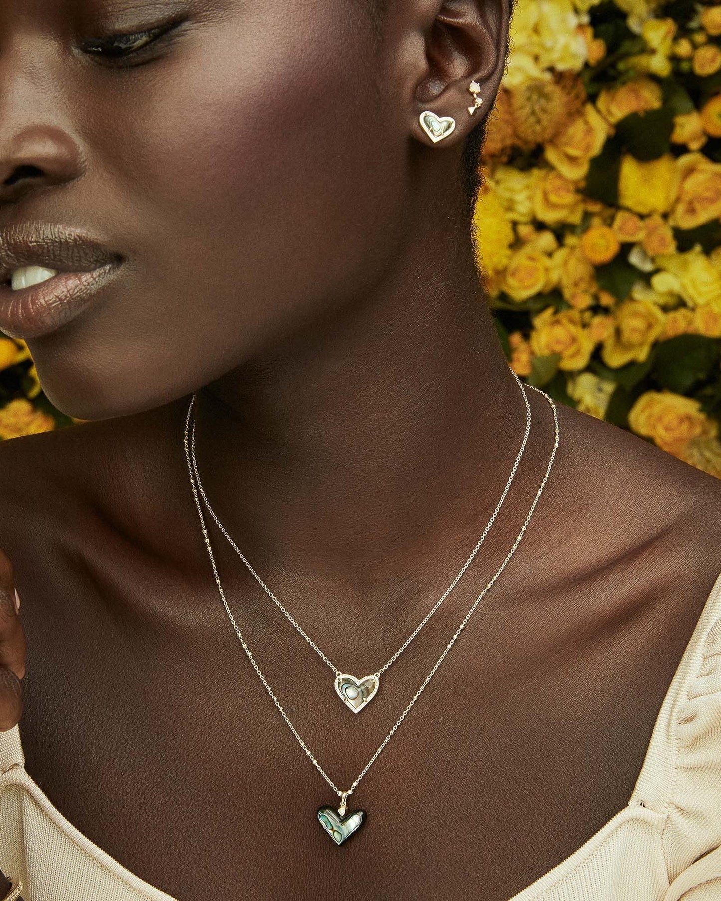 Kendra Scott Ari Heart Adjustable Length Pendant Necklace for Women, Fashion Jewelry, 14k Rose Gold-Plated, Pink Drusy