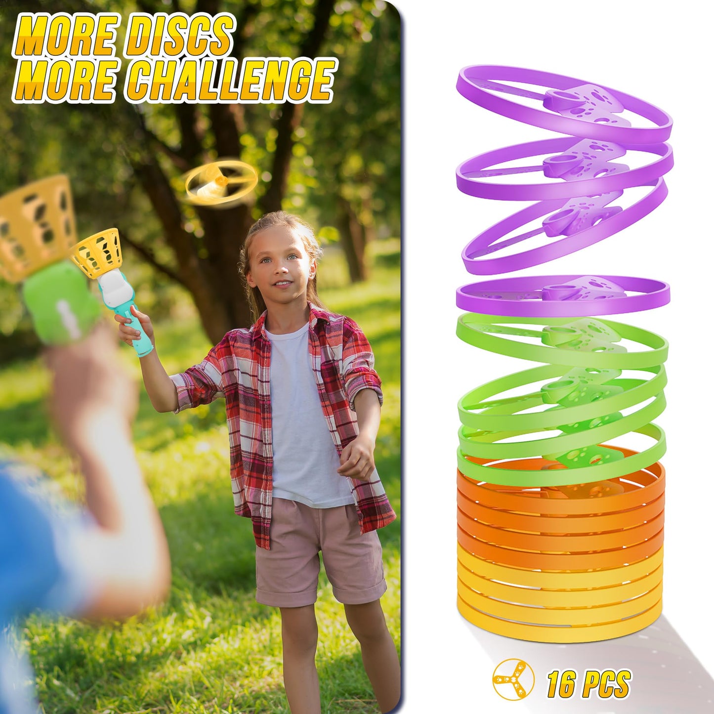 Outside Toys for Kids Ages 4-8 Electric Manual Capture Catching Game for Kids, Automatic Flying Disc Launcher Outdoor Indoor Toy, Chasing Toy for Boys Girls, Perfect Yard Beach Family Game