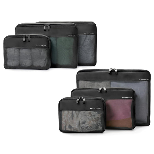 Briggs & Riley Compression Packing Cube Sets for Carry On & Checked Luggage - Bag Organizers for Suitcases, Travel Essentials for Women & Men, Pack Accessories for Vacation - 6-Piece, Black