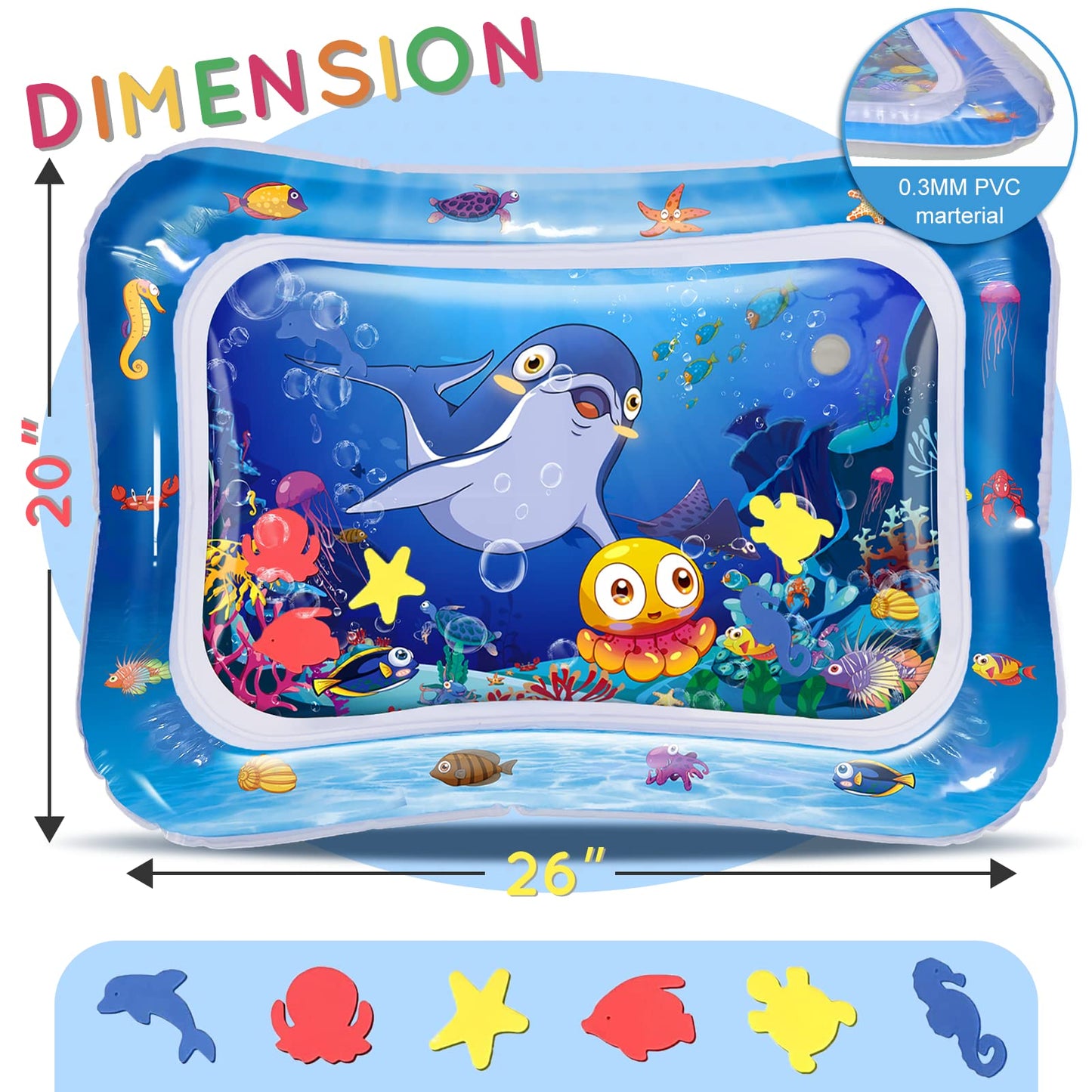 Infinno Tummy Time Mat Sensory Water Mat for Babies, Baby Toys for 3 6 9 12 Months Boys and Girls, Great Gift Idea of Baby Stuffs…
