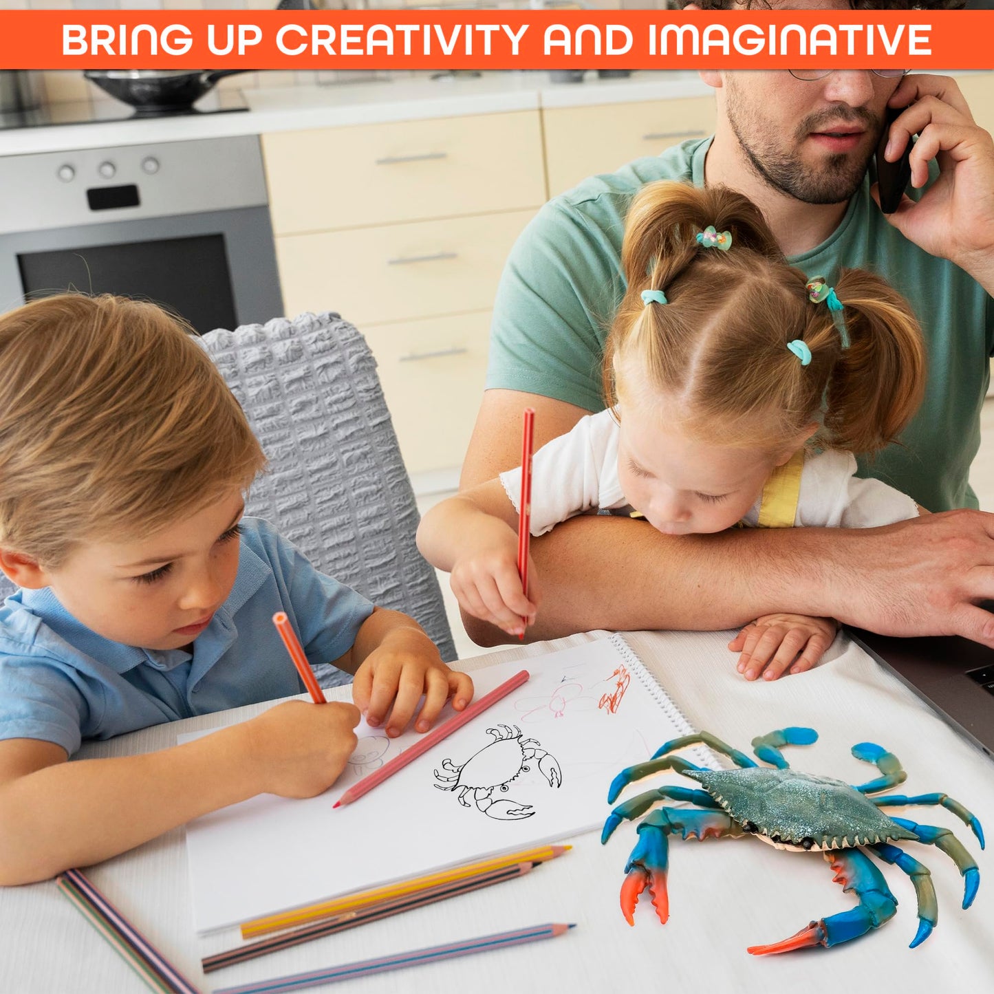 2 Pcs Blue Crab Toy - 6.6 X 5.3" Imitation Crab Decorations with Lifelike Texture and Detail - Plastic Sea Creatures for Aquarium Decor, Seafood Market Displays, Photo Props & Coastal Themed Styling