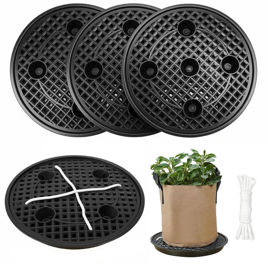 4 Pack 16 inch Self Watering Base for Fabric Grow Bag, Self-watering Plastic Elevated Plant Saucer Stand, Automatic Watering Tray for Non-woven Planter Flower Pot Growth Tent Greenhouse Indoor Outdoor