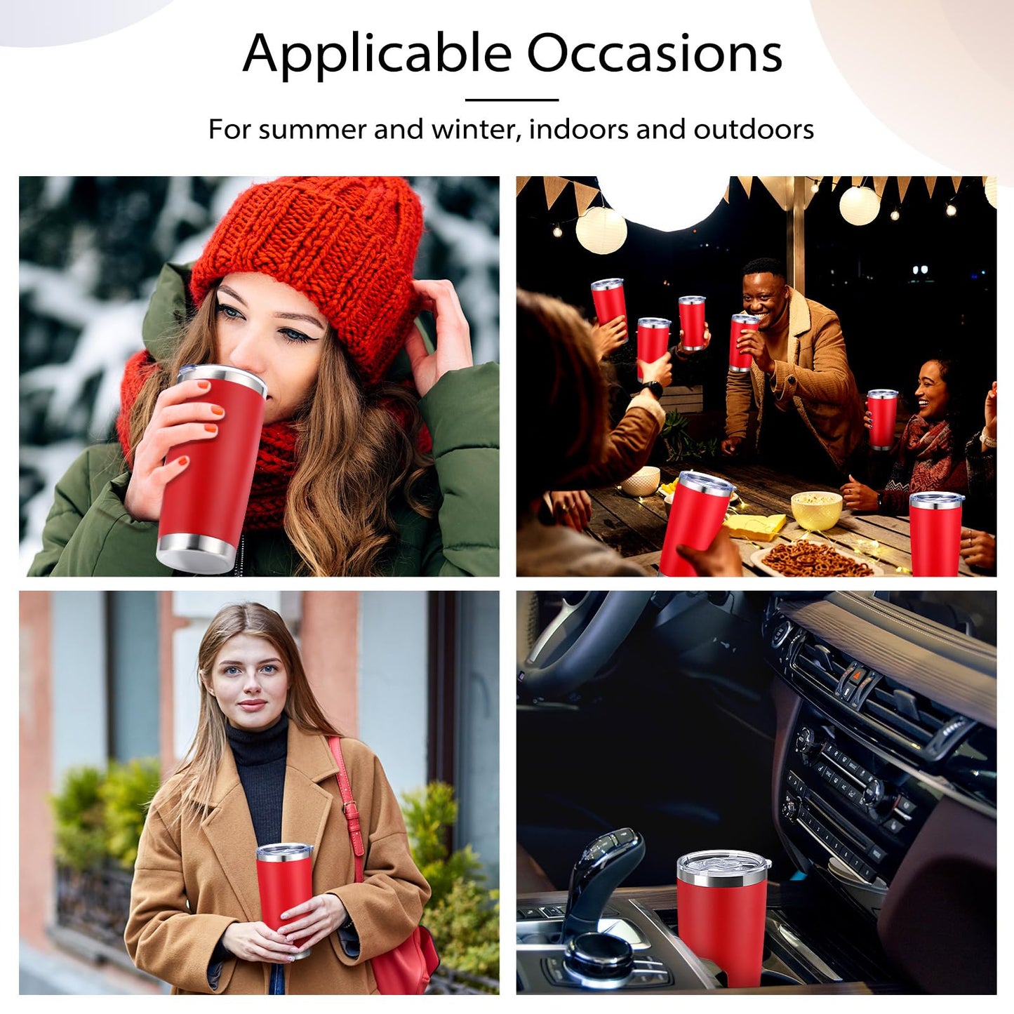 Sieral 36 Pack Stainless Steel Tumblers Bulk with Lids Double Wall Vacuum Insulated Coffee Cups Blank leakproof Powder Coated Tumblers for Engraving Wedding Graduation Party Favors(20 oz,Red)