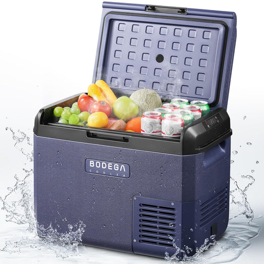 BODEGA 12 volt Car Refrigerator -32 QT Portable Freezer IPX4 Waterproof Car Fridge Electric Cooler Ultra-Quiet for Truck Van Camping Travel 12/24V DC 110~240 Volt AC,-4℉~68℉
