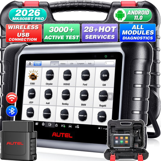 Autel Scanner MaxiCOM MK808BT PRO, 2026 Bidirectional Diagnostic Scan Tool as MK900BT, 2.0 BT Ver. of MK808S MX808S MX900 MK900, 3000+ Active Tests, 28+ Reset, Injector Coding, All Systems, FCA, OS 11