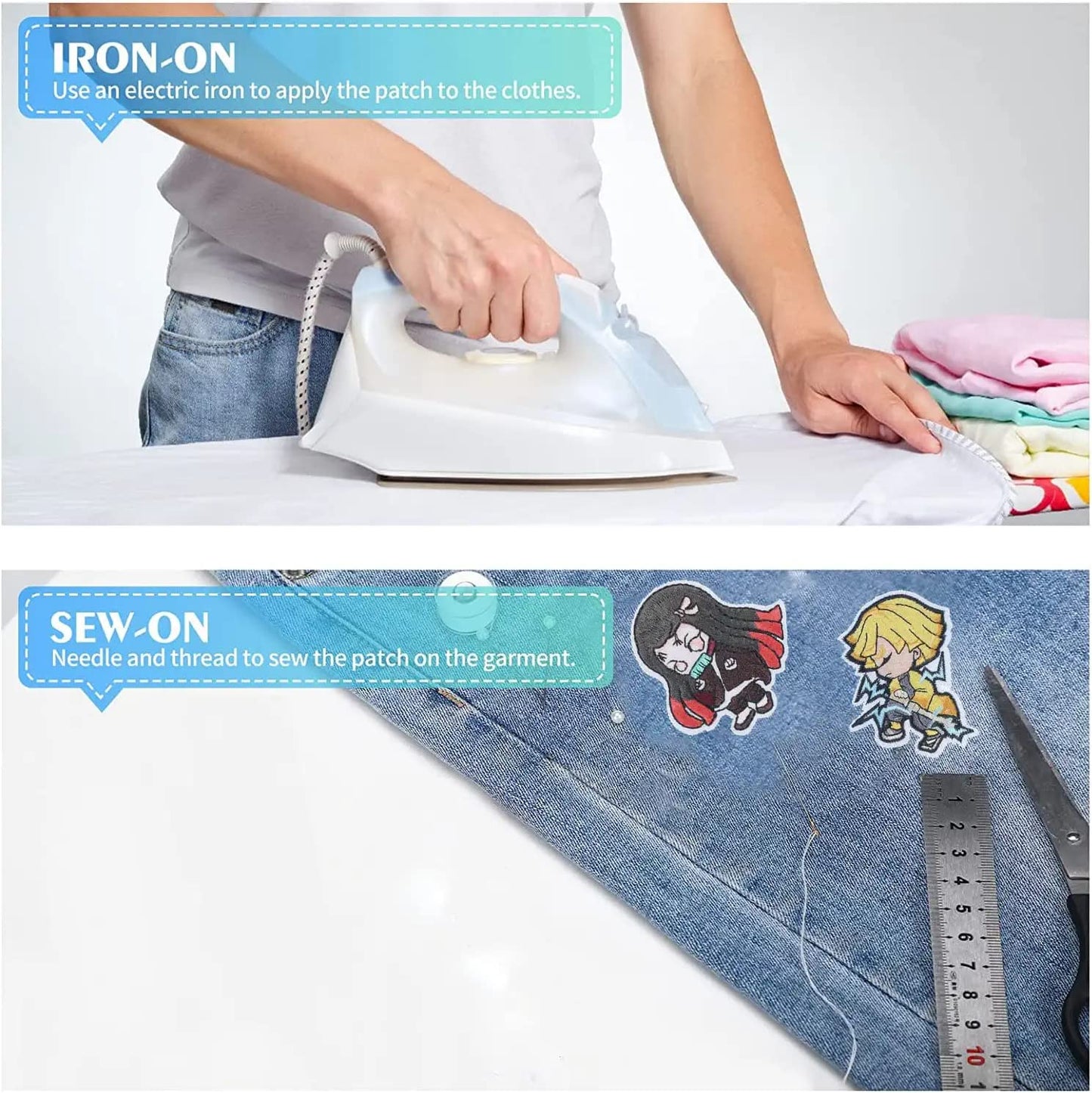 19 Pieces Anime Patches Embroidered Applique Patches Sew on Iron on Patches Fabric Repair Patches for Kids Adult Clothes Jeans Jackets Hats Shoes Backpacks