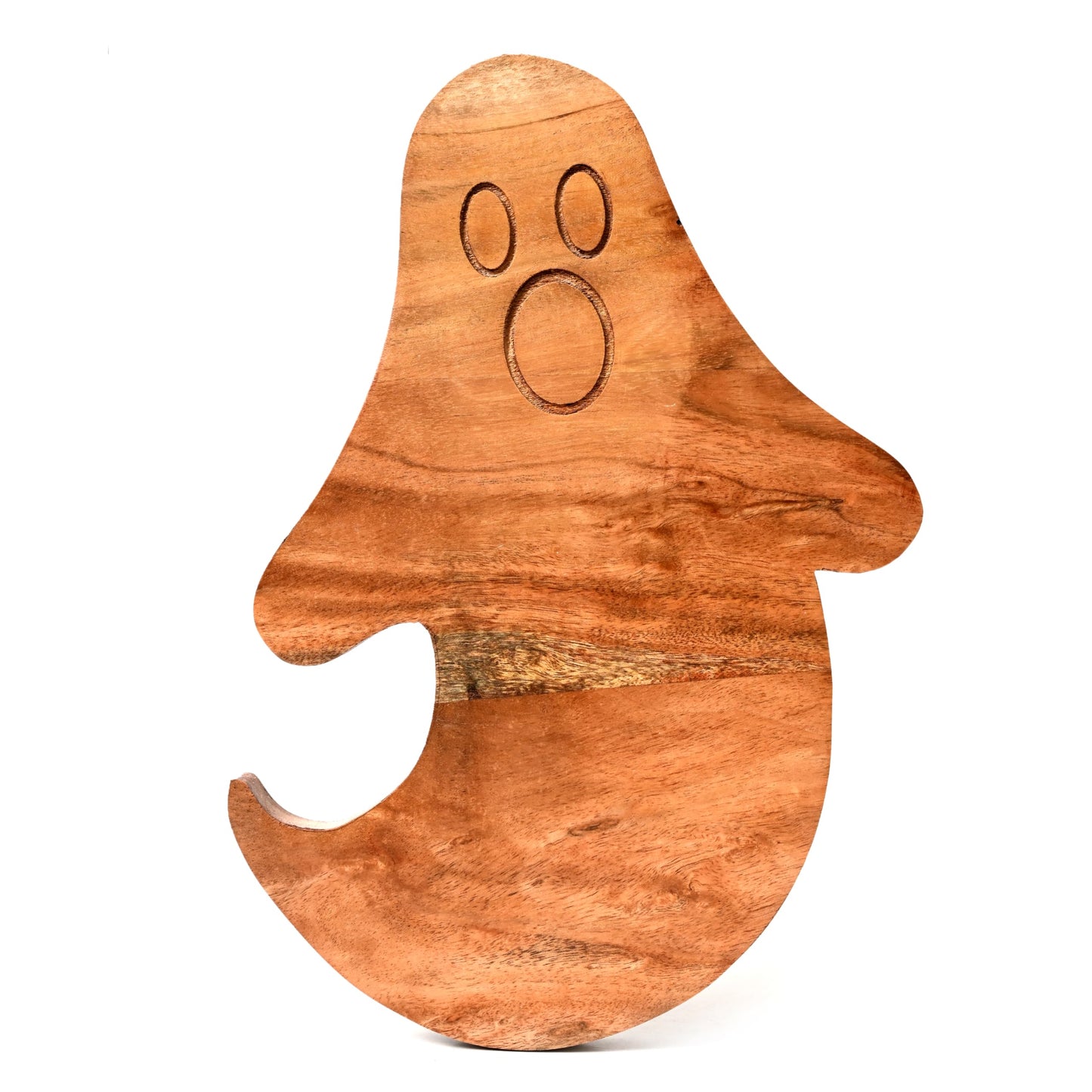 Treen Art Creepy Wooden Halloween Kitchen Cutting Board for Decor, 14"L x 10"W Ghost Butcher Block Piece, Charcuterie Platter for Cheese, fruits and Salad Serving Board