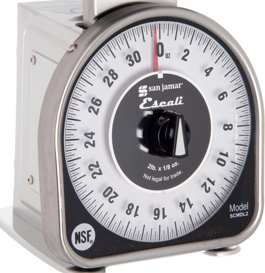 San Jamar Ms Series Mechanical Dial Scale Manual Food Scale with 2 Pound Capacity for Kitchens, Restaurants, And Cooking, Metal, 32 Ounces, Silver