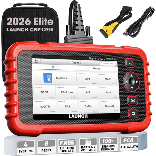 LAUNCH CRP129X OBD2 Scanner, 2026 Elite Lifetime Free Update Scan Tool, 8 Reset, Injector Coding, ABS/SRS/TCM/Engine System Diagnostic Scanner, Auto Vin, Car Scanner Diagnostic for All Cars