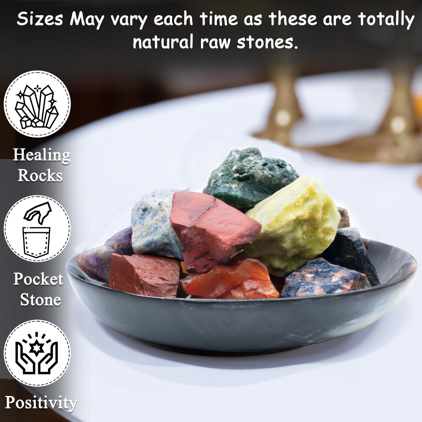 Crocon 2LB Assorted Rough Bulk Natural Stone Raw Gemstone Tumbling Cabbing Polishing Gem Mining Chakra Balancing Reiki and Crystal Healing Good Luck Home Office Décor
