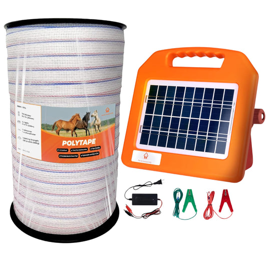 Pet & Livestock HQ - 1640ft Electric Polytape Fence with 30 Mile Charger - 2 Product Bundle