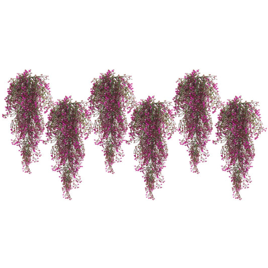 RECUTMS Artificial Hanging Leaves Plants 6Pcs Indoor Fake Flower Swags Faux Vines Ivy Leaves Plastic Greenery Resistant Plastic for Wall Wedding Party Porch Garden Decoration(Fuchsia)