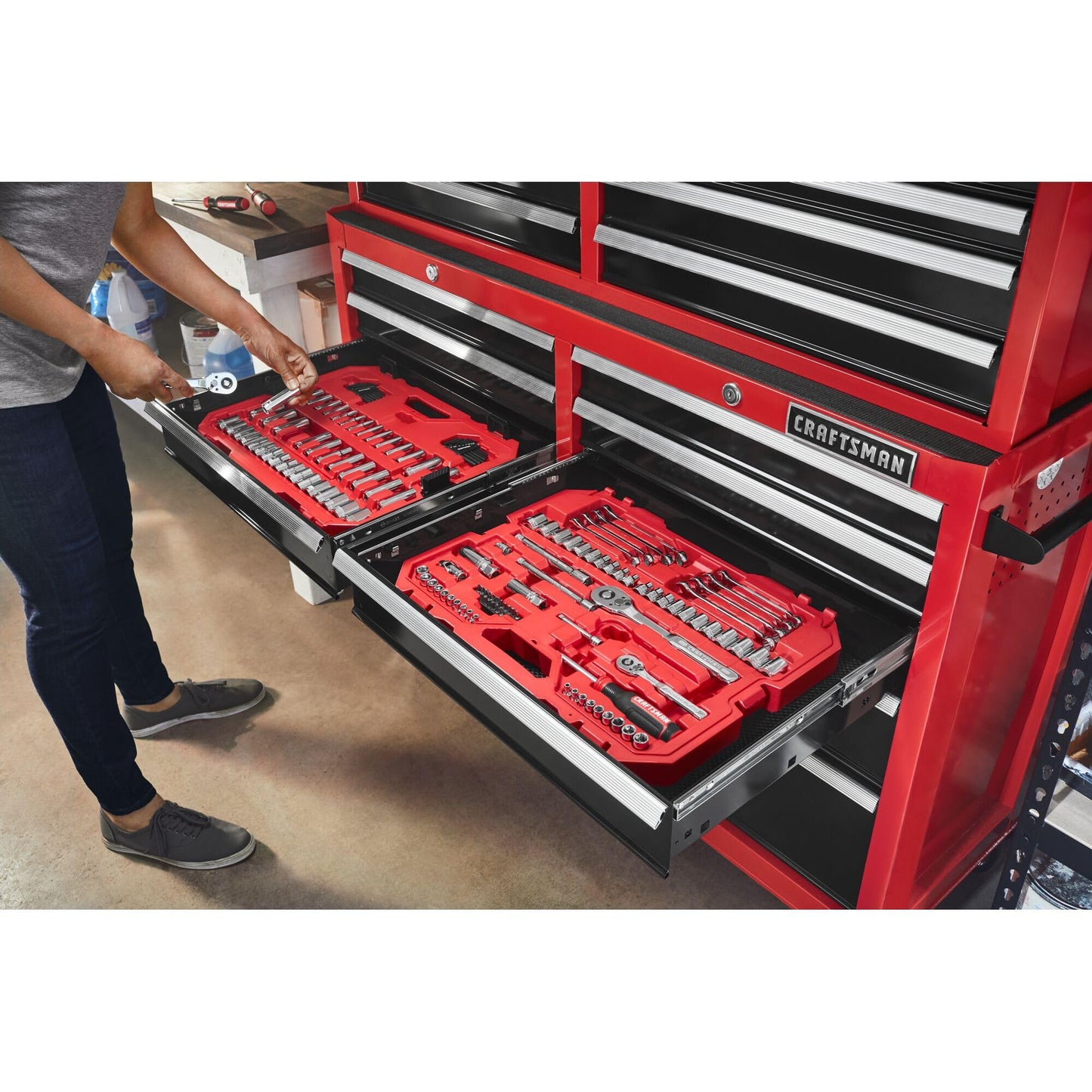 CRAFTSMAN Mechanic Tool Set 135 Pcs, 1/4, 1/2 and 3/8 Inch Drive SAE and Metric Socket Wrench Set with Case (CMMT12124)