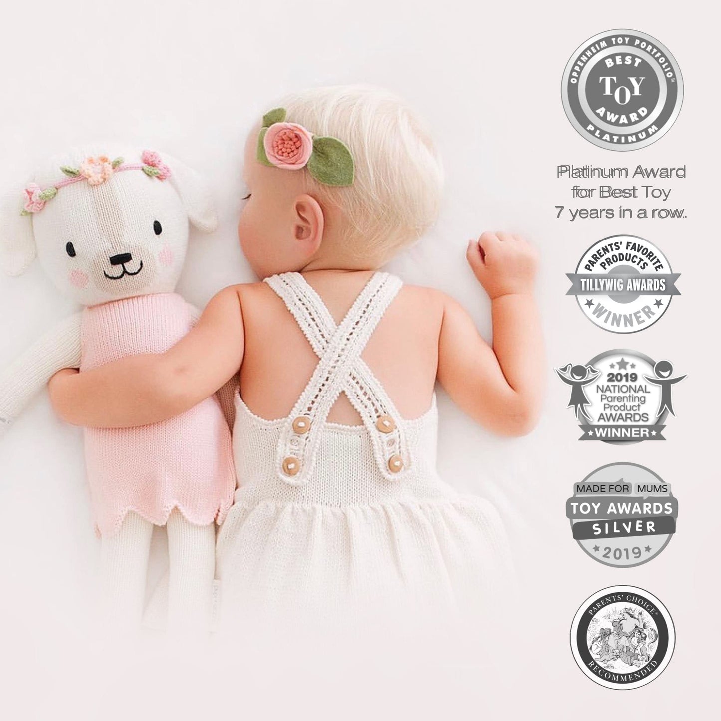 cuddle + kind Charlotte The Dog Regular 20" Hand-Knit Doll – 1 Doll = 10 Meals, Fair Trade, Heirloom Quality, Handcrafted in Peru, 100% Cotton Yarn