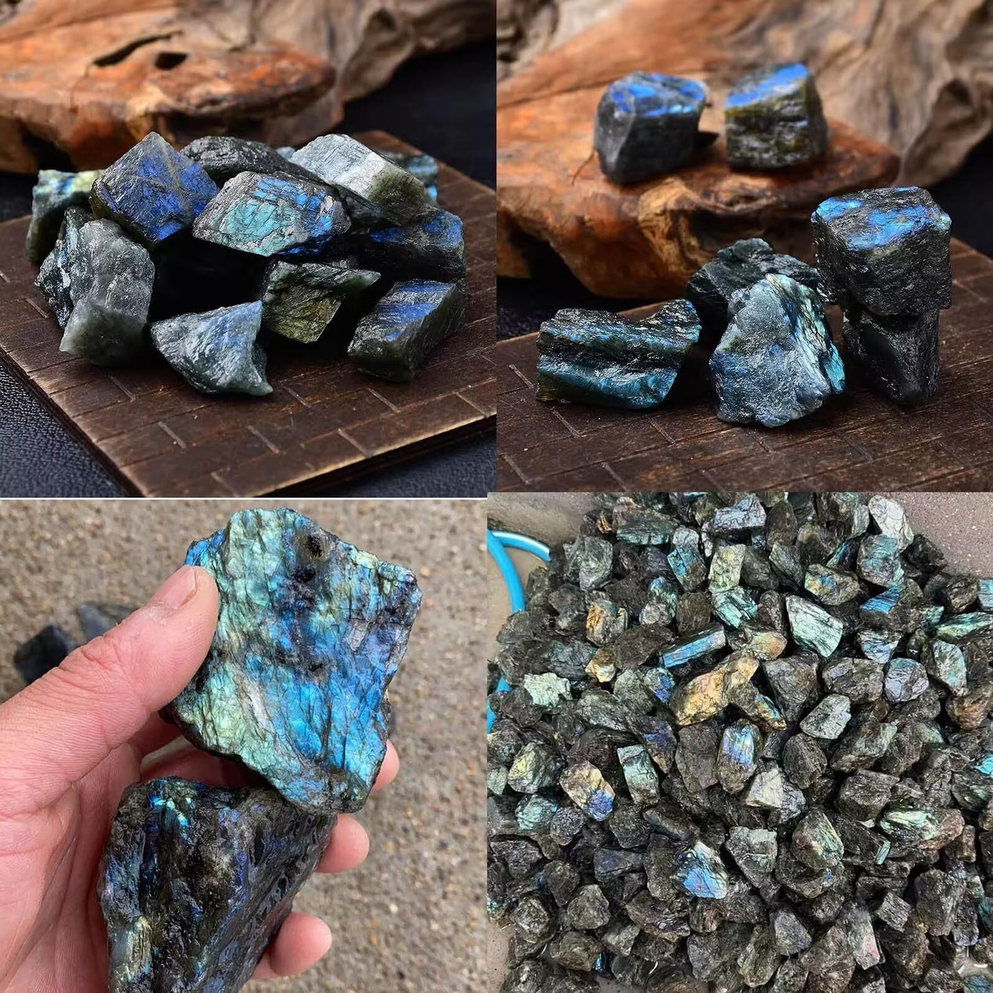 FZBHRO Raw Labradorite Stone Blue Rough Labradorite Rock Healing Crystal and Stone for Tumbling Meditation 0.6-0.8 Pound