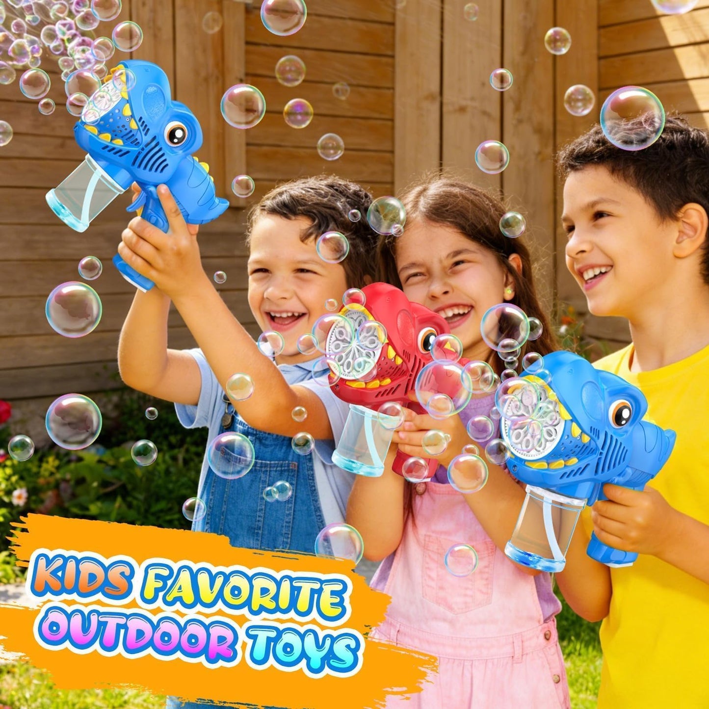 Bubble Machine Gun Kids Toys 2 Pack Rechargeable Bubble Guns with 4 Solutions Bubbles for Kids Toddlers Maker Blower Easter Basket Stuffers Dinosaur Outdoor Toys Valentines Boys Girls
