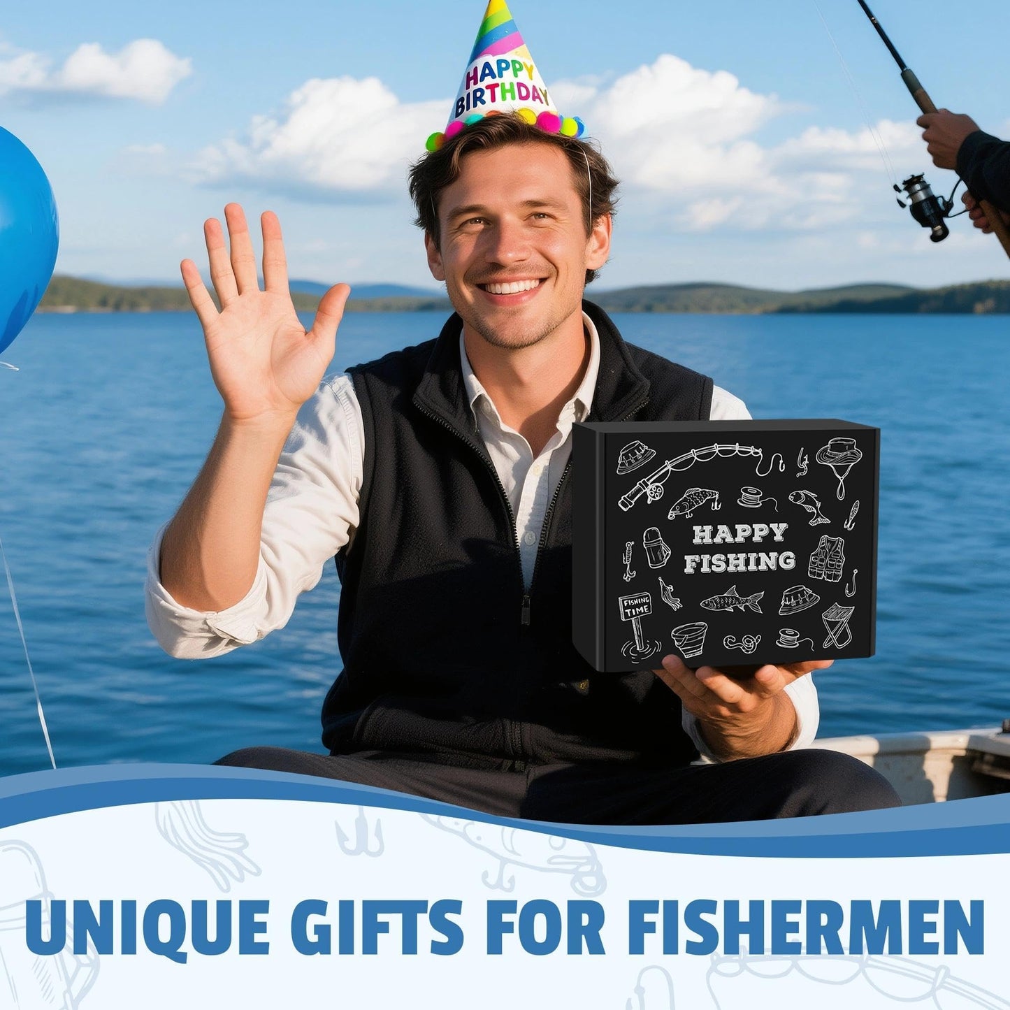 Gifts for Fishermen Fishing Lovers Gifts for Men Cool Fisherman Stuff for Mens Unique Fishing Accessories for Men with Keychain Mug Hat Socks
