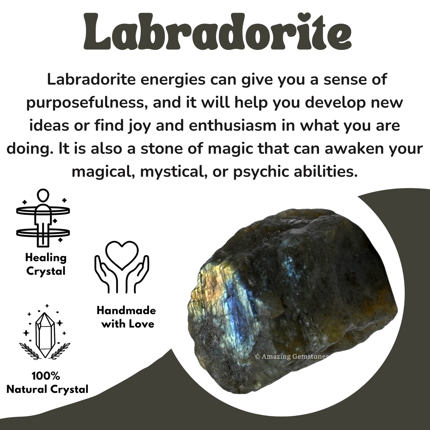 Amazing Gemstone Labradorite Raw Crystals and Healing Stones, Natural Rocks for Tumbling and DIY Raw Stones and Crystals (1 Piece)