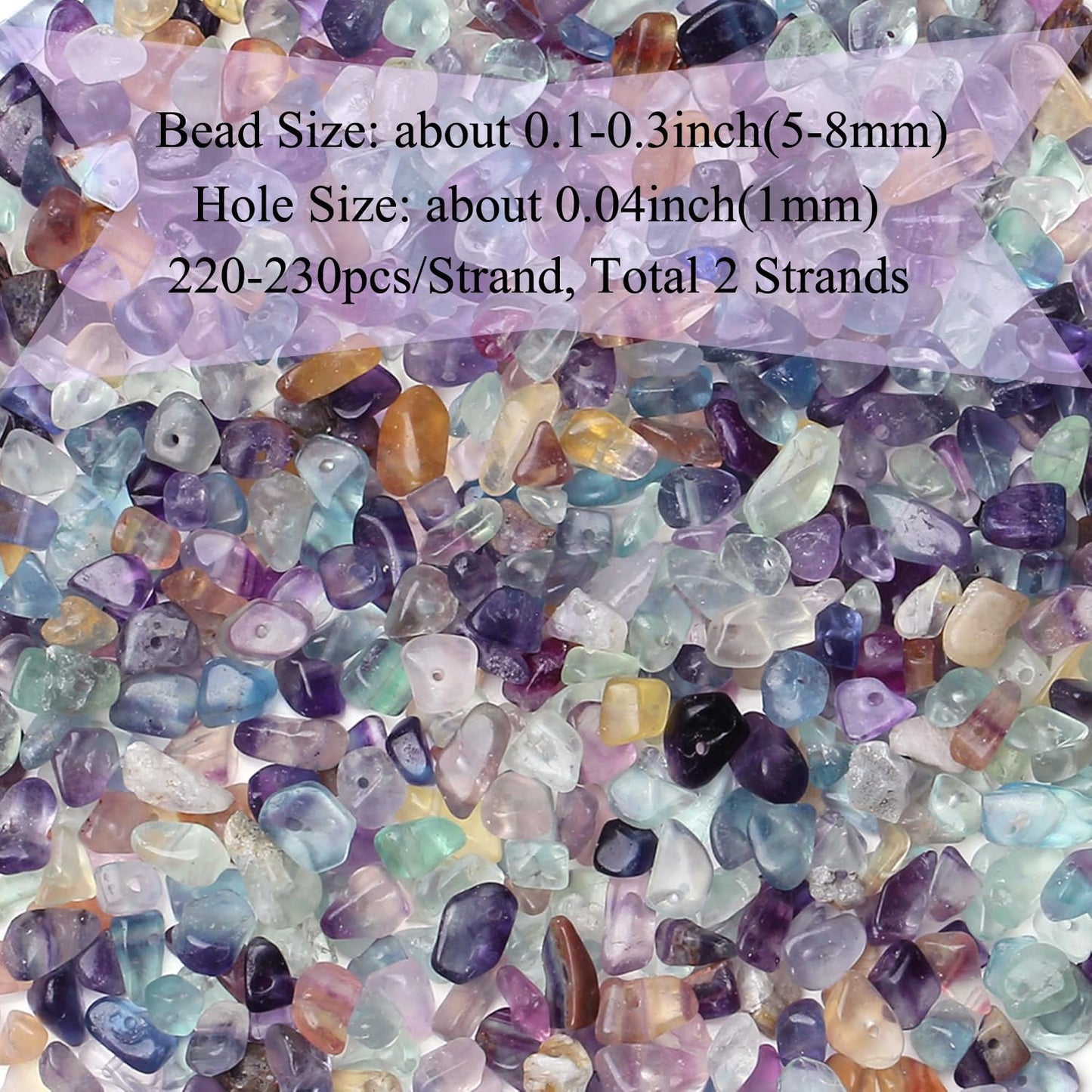 Natural Chip Stone Beads 450pcs Fluorite Chips 5-8mm Genuine Real Irregular Healing Crystal Rocks Hole Drilled DIY Loose Gemstone Beads for Jewelry Making Bracelet Earrings Necklace Crafting