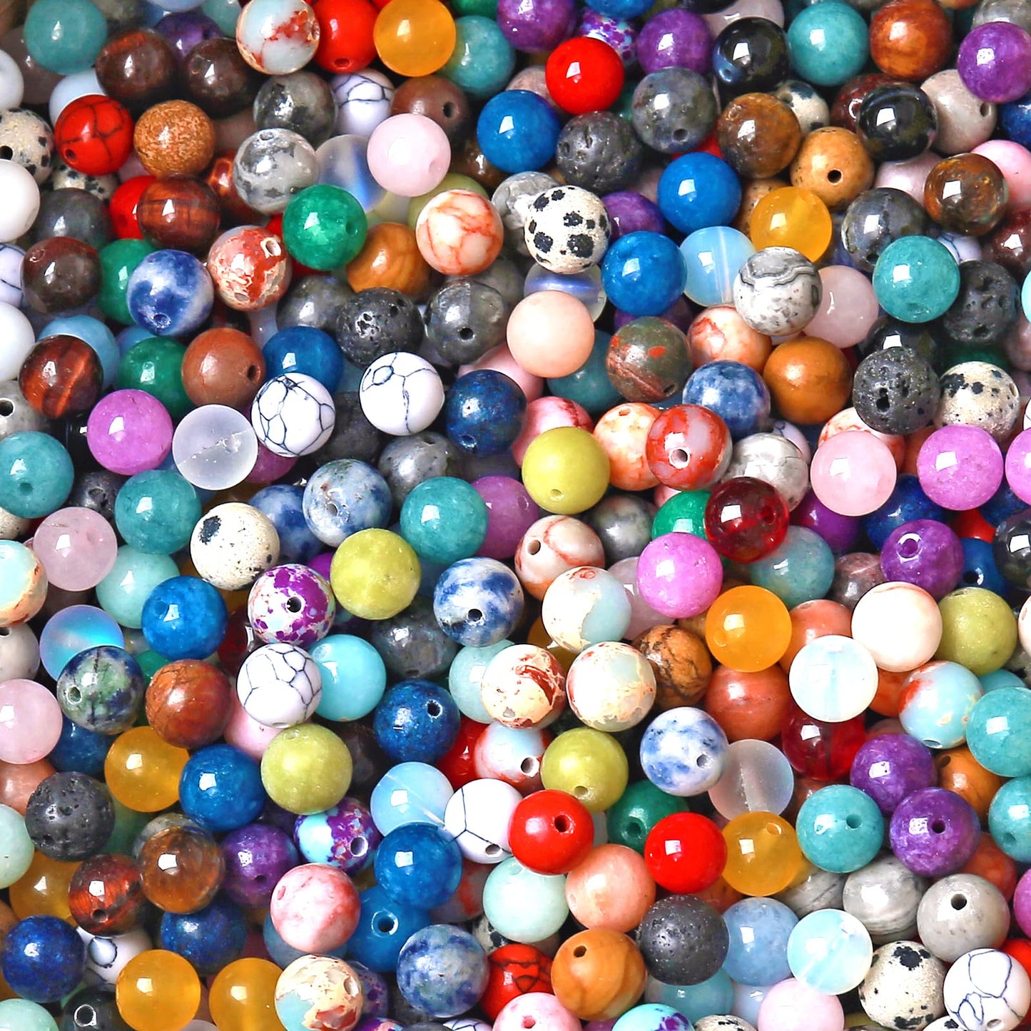 100PCS 8mm Natural Multicolor Stone Beads Round Loose Spacers Beads for DIY Bracelet Necklace Earrings Jewelry Making
