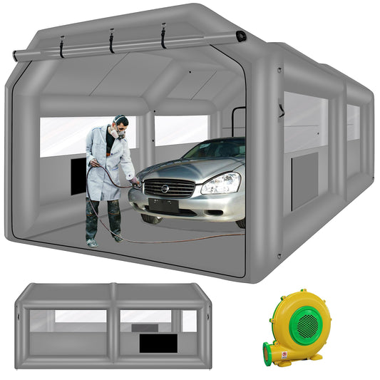 QILEBA Inflatable Painting Spray Booth 20x13.5x9ft with Blower 1100W, Portable Blow Up Car Paint Booth with Air Filter System for Car Parking Tent Workstation