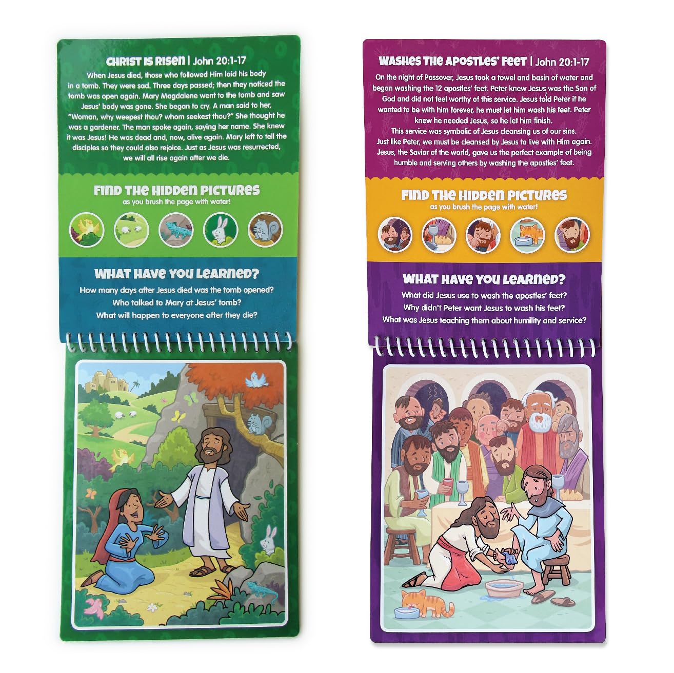 KangaToys Aqua Brush 2 Pack of The New Testament Color with Water Activity Book, Bible School, Preschool, Elementary, Primary, Christian, Religion, for Kids Ages 3+