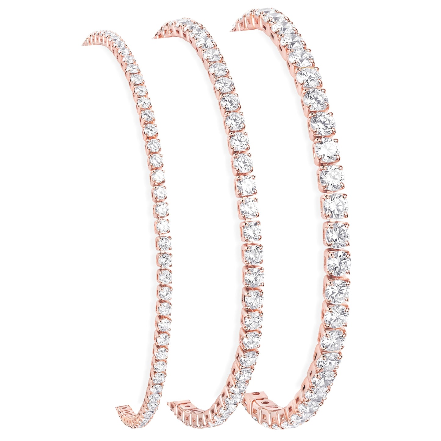 Poxtex Rose Gold Tennis Bracelet for Women Stack, Trendy Rose Gold Classic Bracelets Jewelry Set, Women Fashion Accessories for Watch Band