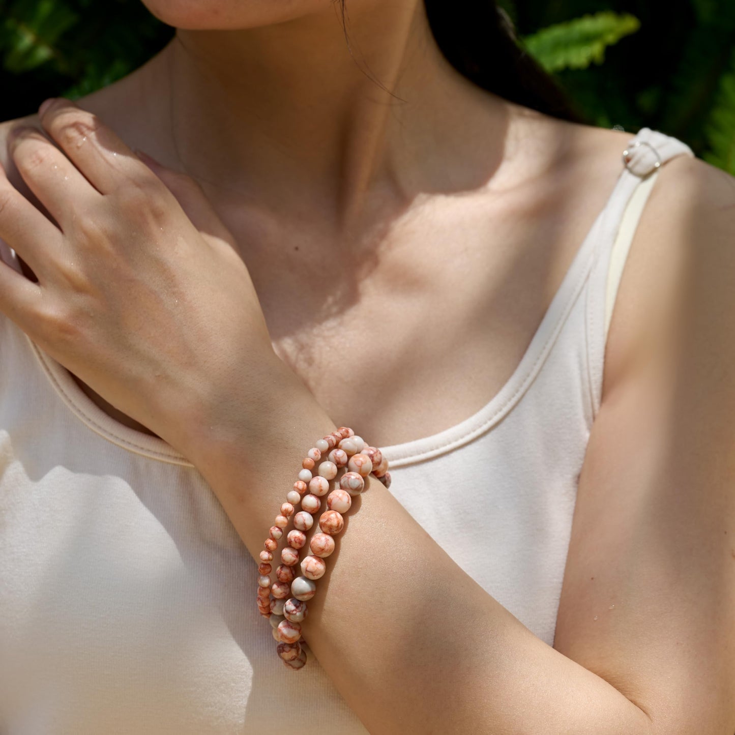 Bivei Red Vein Jasper-Ignited Passion-6mm Beaded Bracelets for Women Handmade Semi Precious Natural Stone Stretch Elastic Jewelry for Women Yoga Protection Gifts