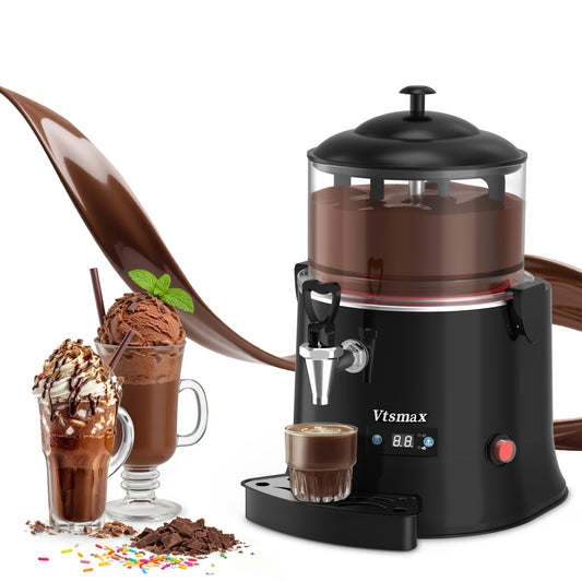 Vtsmax 5L/1.3Gal Commercial Hot Chocolate Machine Hot Drink Dispenser, 86-194°F Intelligent Temperature Control Hot Beverage Maker for Chocolate, Cocoa, Milk, Coffee, Juice, Black