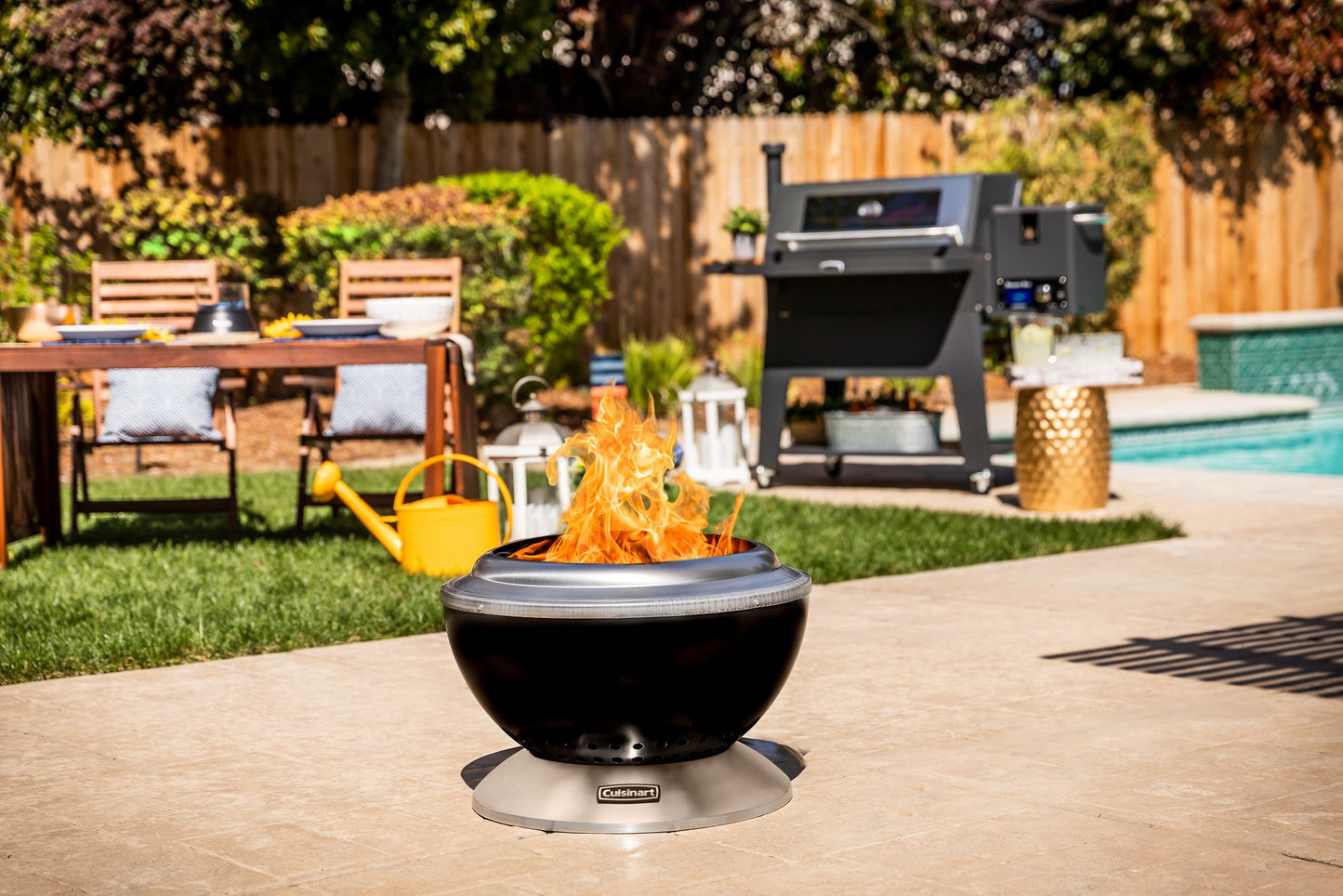 Cuisinart 24” Cleanburn Smokeless Fire Pit with Removable Base for Ash, Portable Wood Burning Outdoor Fireplace, Stainless Steel Smoke Free Outdoor Heater, Enhanced Airflow and Easy Cleanup