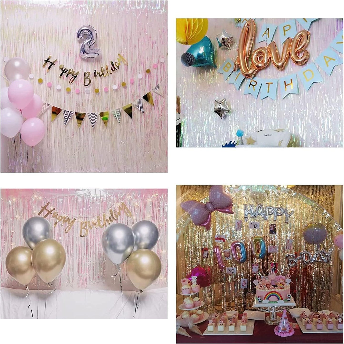 BRAVESHINE Iridescent Foil Fringe Backdrop - 2 Pack 3.2x6.5ft Holographic Tinsel Photo Booths Pros Streamer Curtains for Girl/16th Birthday/Engagement/Bridal/Anniversary/Bachelorette Party Decorations