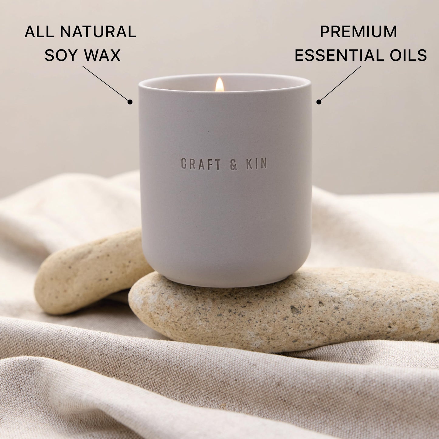 Craft & Kin Scented Candles - Dark Rose & Amber Holiday Candles | 10oz Soy Blend with Cotton Wick | Long-Lasting, 40-Hour Burn | Ceramic Jar, Perfect & Winter Home Scent