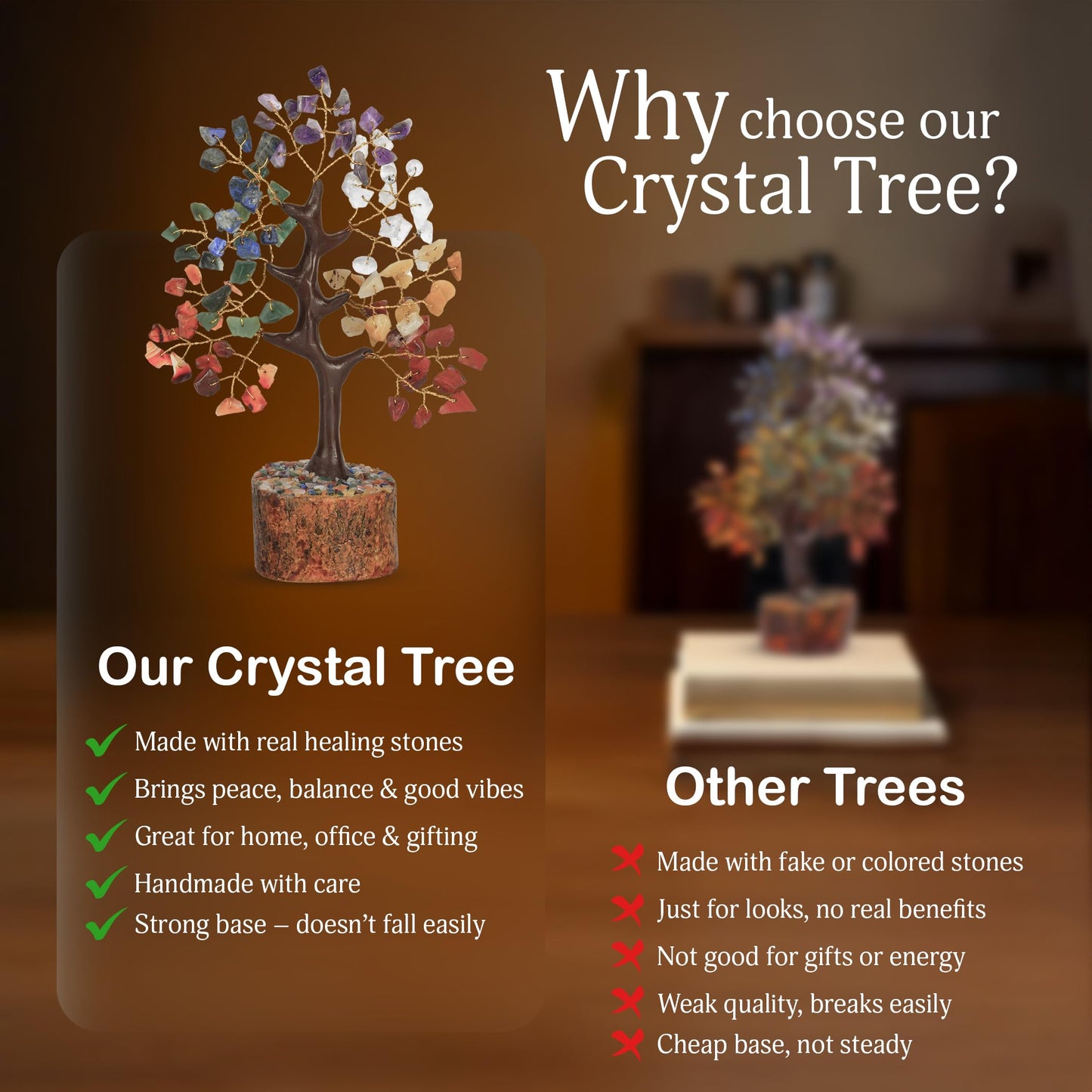 YATSKIA 7 Chakra Tree of Life Crystal Tree, Crystals and Healing Stones, Birthday Gifts for Women, Home Office Decor, Gemstone Tree, Crystal Gift (7-8 Inch)