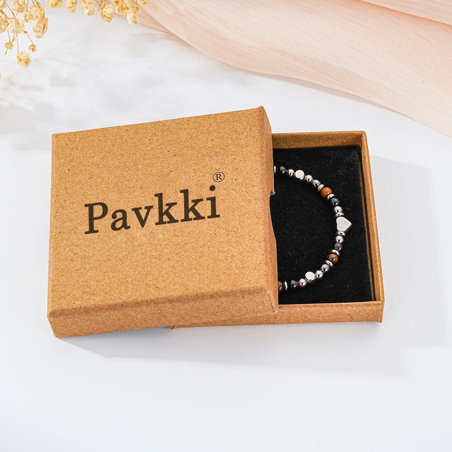 Pavkki Evil Eye Triple Protection Bracelet for Women Gifts Energy Hematite Black Tourmaline Tigers Eye Bead Crystal Healing Jewelry Natural Stones